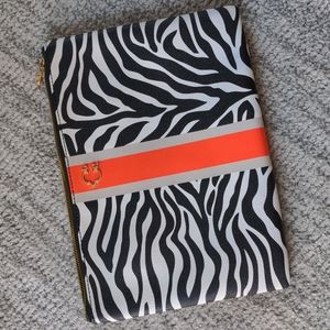 C. Wonder Zebra Print stripe Zip Clutch